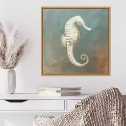 New Kirklands Home White Seahorse Framed Canvas Art Print