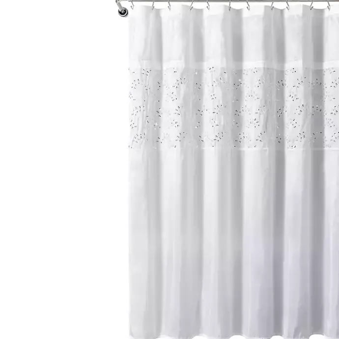 Online Kirklands Home Sequined Shower Curtain White