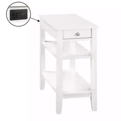 Clearance Kirklands Home 2-Shelf Charging Accent Table White