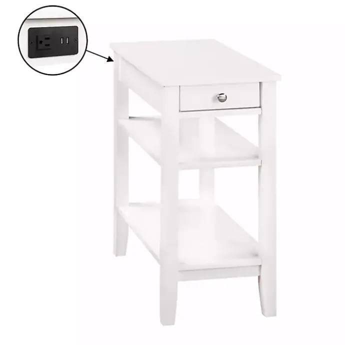 Clearance Kirklands Home 2-Shelf Charging Accent Table White