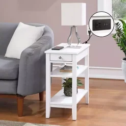 Clearance Kirklands Home 2-Shelf Charging Accent Table White
