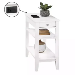 Clearance Kirklands Home 2-Shelf Charging Accent Table White
