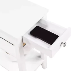 Clearance Kirklands Home 2-Shelf Charging Accent Table White