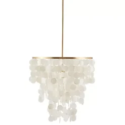 Online Kirklands Home Shell and Gold Metal Layered Chandelier White