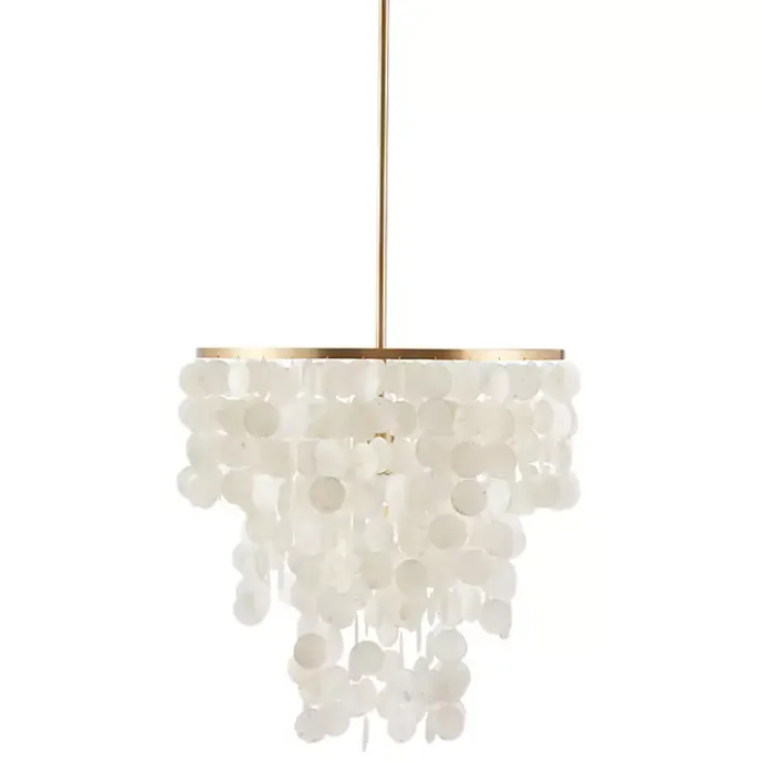 Online Kirklands Home Shell and Gold Metal Layered Chandelier White