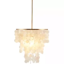 Online Kirklands Home Shell and Gold Metal Layered Chandelier White