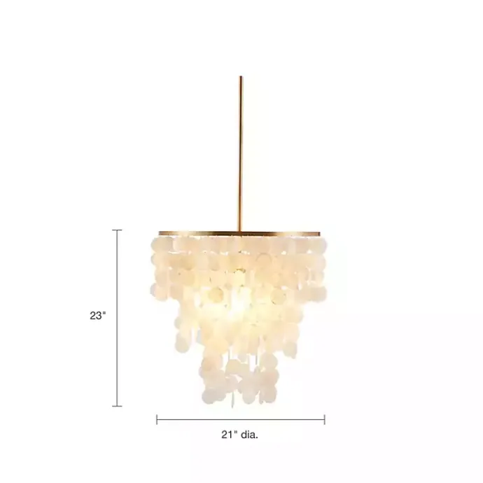 Online Kirklands Home Shell and Gold Metal Layered Chandelier White