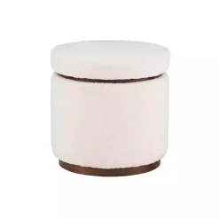Online Kirklands Home Sherpa Upholstered Storage Ottoman White