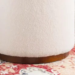 Online Kirklands Home Sherpa Upholstered Storage Ottoman White