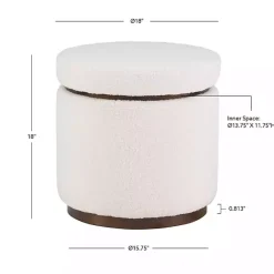 Online Kirklands Home Sherpa Upholstered Storage Ottoman White