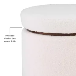 Online Kirklands Home Sherpa Upholstered Storage Ottoman White