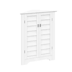 Clearance Kirklands Home Shutter Two Door Corner Storage Cabinet White