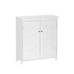 New Kirklands Home Slatted 2-Door Bathroom Storage Cabinet White