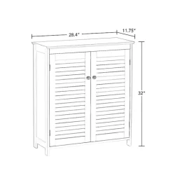 New Kirklands Home Slatted 2-Door Bathroom Storage Cabinet White