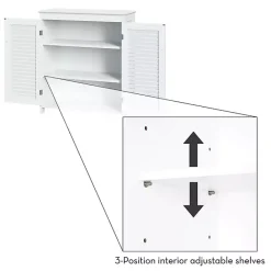 New Kirklands Home Slatted 2-Door Bathroom Storage Cabinet White