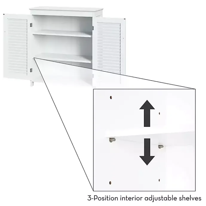 New Kirklands Home Slatted 2-Door Bathroom Storage Cabinet White