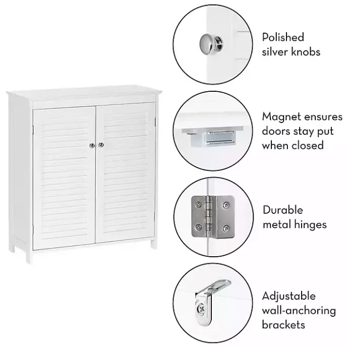 New Kirklands Home Slatted 2-Door Bathroom Storage Cabinet White