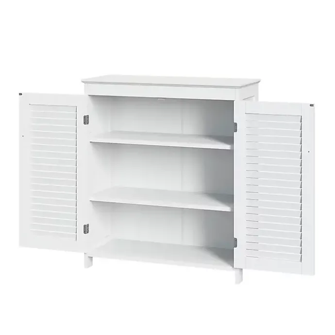 New Kirklands Home Slatted 2-Door Bathroom Storage Cabinet White