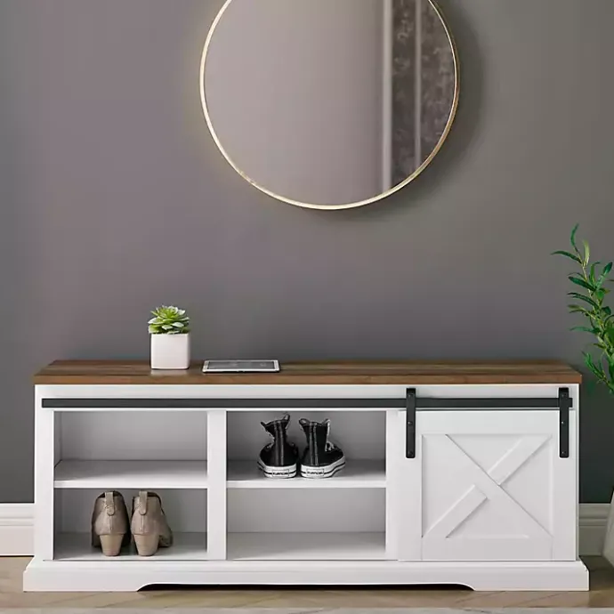 Sale Kirklands Home Sliding Barn Door Bench White