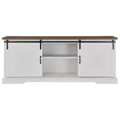 Kirklands Home Sliding Barn Door Media Cabinet White