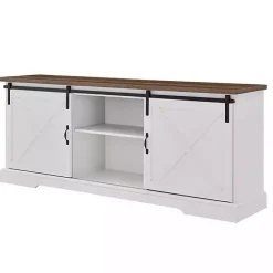 Kirklands Home Sliding Barn Door Media Cabinet White
