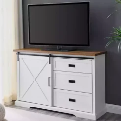 Outlet Kirklands Home Sliding Door and 3-Drawer Sideboard White