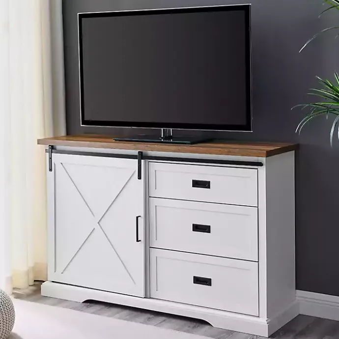 Outlet Kirklands Home Sliding Door and 3-Drawer Sideboard White