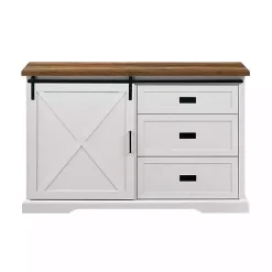 Outlet Kirklands Home Sliding Door and 3-Drawer Sideboard White