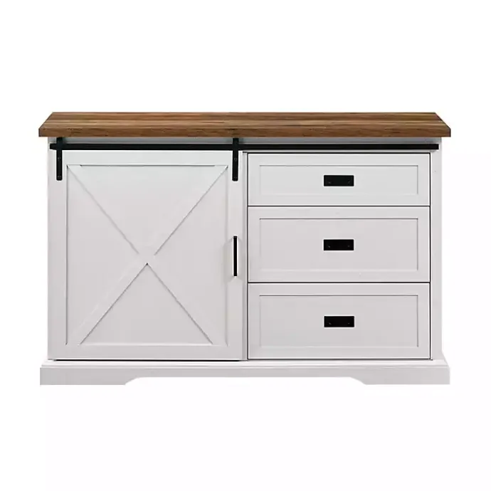 Outlet Kirklands Home Sliding Door and 3-Drawer Sideboard White