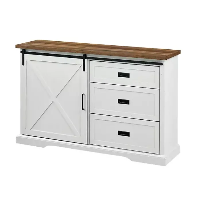Outlet Kirklands Home Sliding Door and 3-Drawer Sideboard White