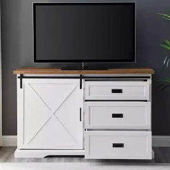 Outlet Kirklands Home Sliding Door and 3-Drawer Sideboard White