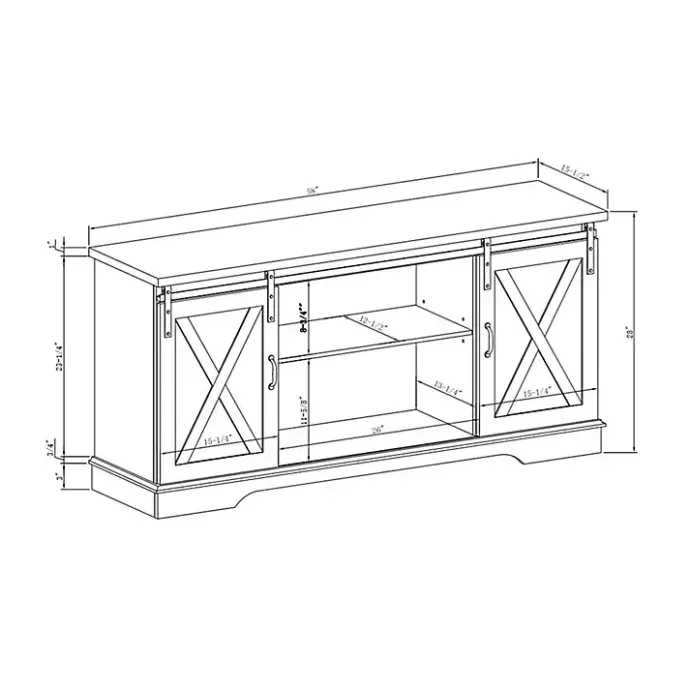Discount Kirklands Home Sliding Door Rustic Oak Top TV Stand White