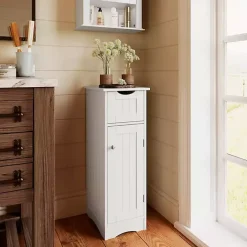 Kirklands Home Slim Single Door Cabinet with Drawer White