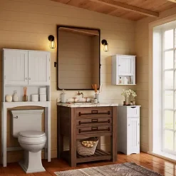 Kirklands Home Slim Single Door Cabinet with Drawer White