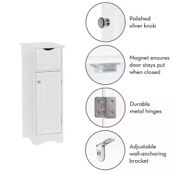 Kirklands Home Slim Single Door Cabinet with Drawer White