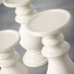 Discount Kirklands Home Speckled Ceramic Candle Holders, Set of 3 White