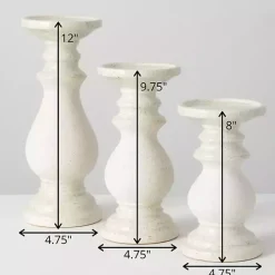 Discount Kirklands Home Speckled Ceramic Candle Holders, Set of 3 White