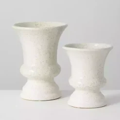 Sale Kirklands Home Speckled Terracotta Block Vases, Set of 2 White