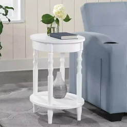 New Kirklands Home Spindle Legs Oval Accent Table White