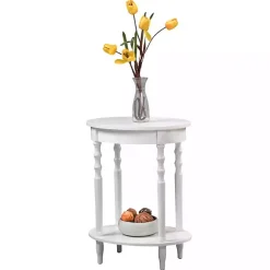 New Kirklands Home Spindle Legs Oval Accent Table White