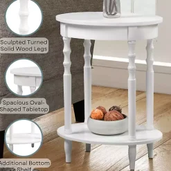New Kirklands Home Spindle Legs Oval Accent Table White