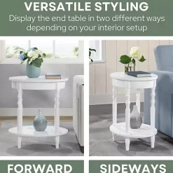 New Kirklands Home Spindle Legs Oval Accent Table White