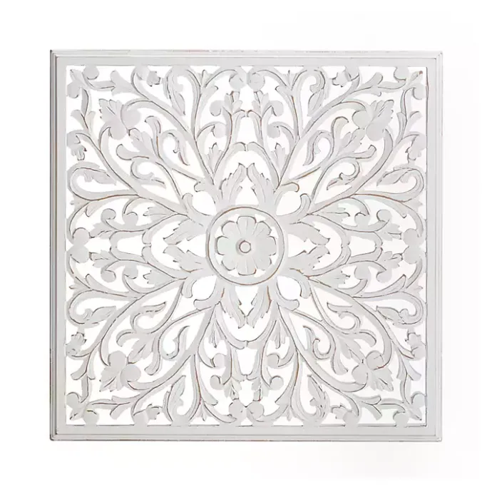 Sale Kirklands Home Sqaure Medallion Wood Plaque White