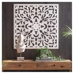 Sale Kirklands Home Sqaure Medallion Wood Plaque White