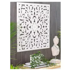 Sale Kirklands Home Sqaure Medallion Wood Plaque White
