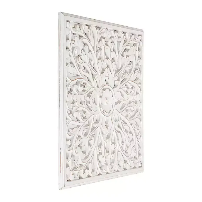 Sale Kirklands Home Sqaure Medallion Wood Plaque White