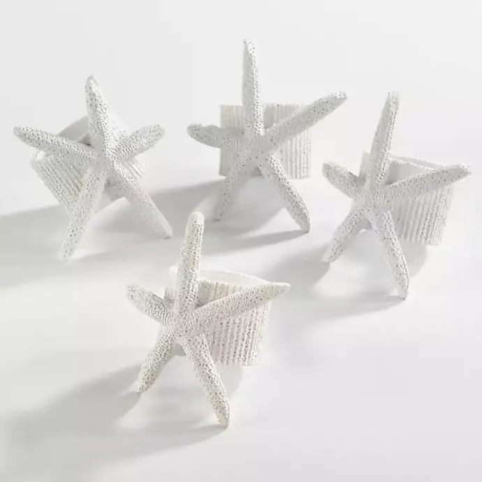 Outlet Kirklands Home White Starfish Napkin Rings, Set of 4