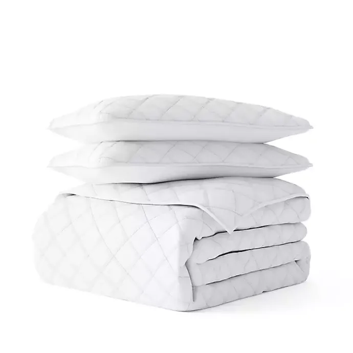 New Kirklands Home Stitched Diamond 3-pc. King Quilt Set White