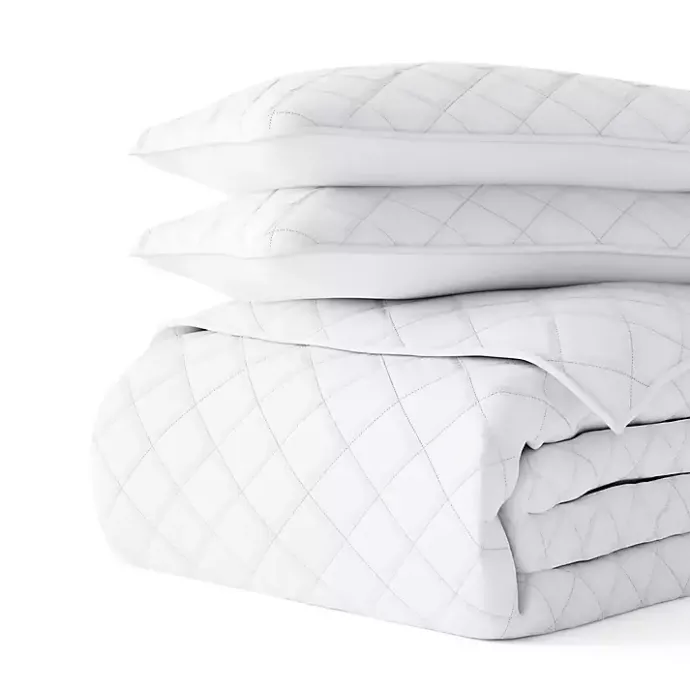 New Kirklands Home Stitched Diamond 3-pc. King Quilt Set White