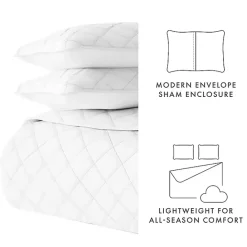 New Kirklands Home Stitched Diamond 3-pc. King Quilt Set White